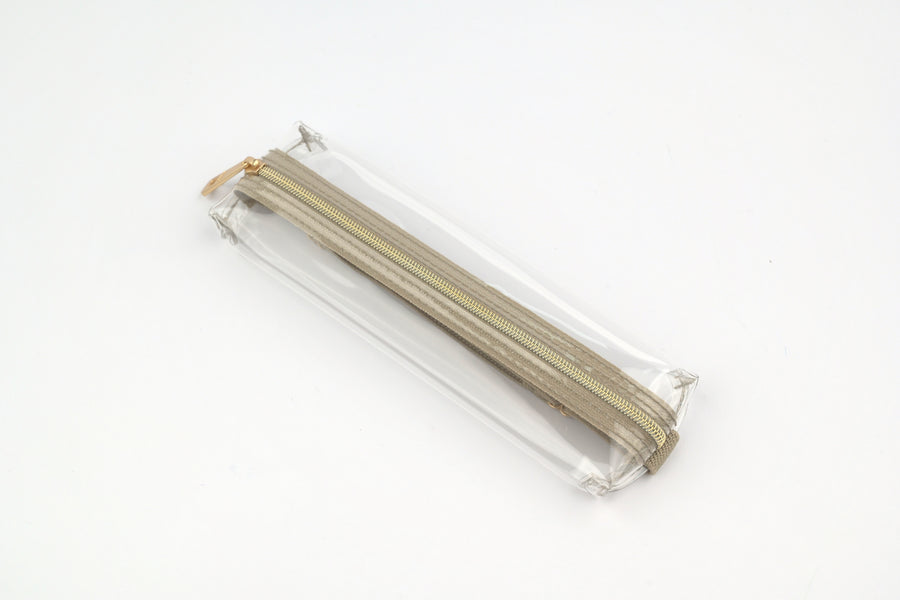 Midori Book Band Pen Case - Transparent x Beige