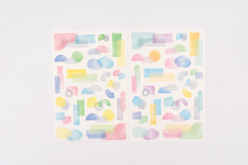 Yuru Log 2 Sheets Sticker - Collage Watercolor Motif