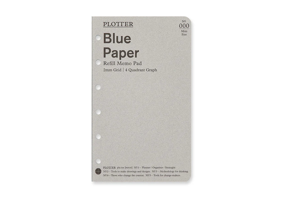 PLOTTER Refill Memo Pad - 2mm Grid Quadrant Blue Paper - Mini Size - US Exclusive