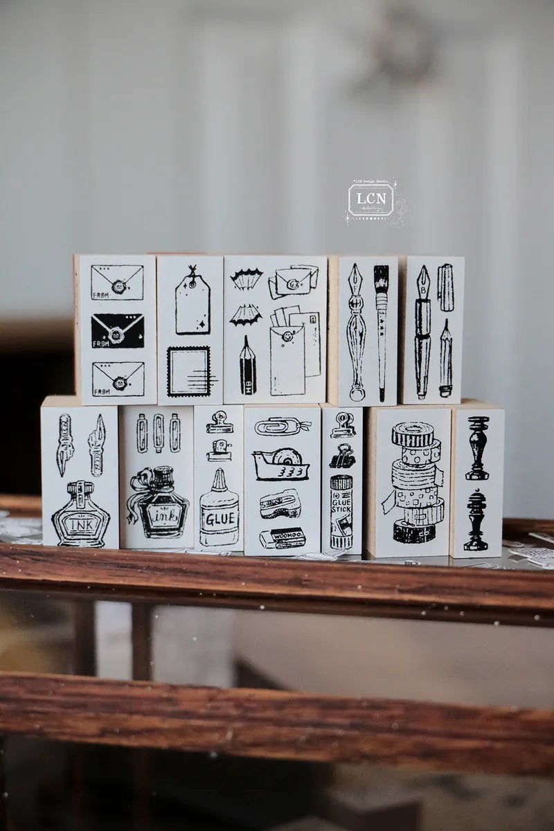 LCN Wooden Rubber Stamp Set - On the Desk II