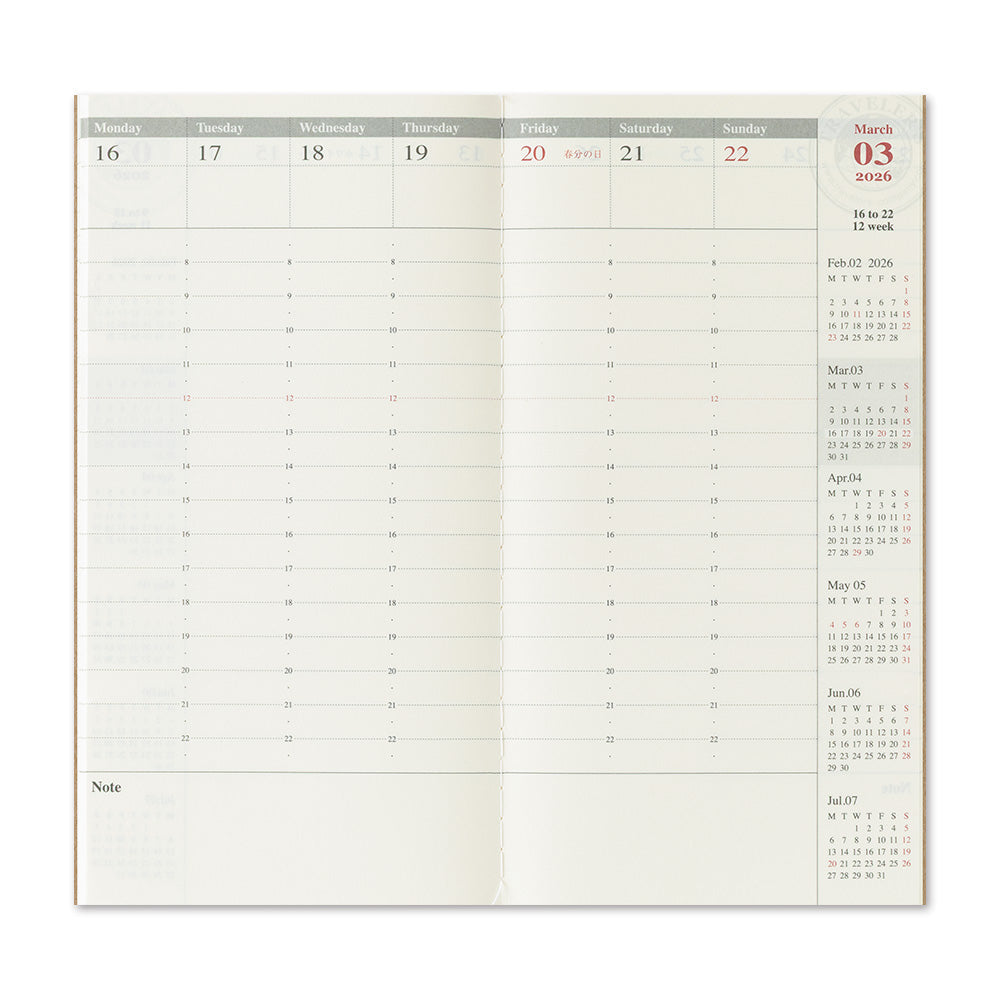 TRAVELER'S Notebook Regular Size 2026 Weekly Vertical