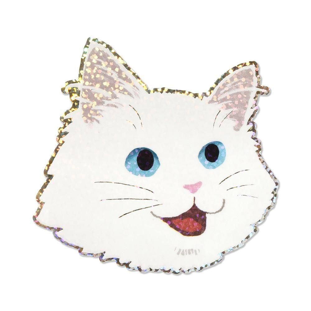 G.C. Press Die-cut Sticker - Cat Face - White Cat