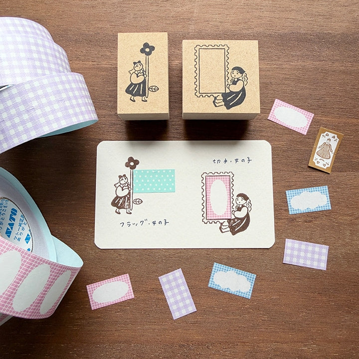 Stamp Marche Rubber Stamp - Labetomo - Girl Flag (Coming Soon)