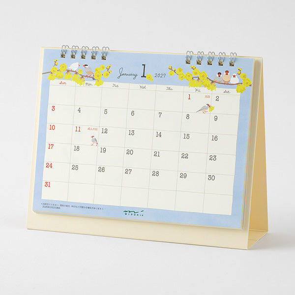 Midori Desk Ring Calendar - Bird - Medium - 2027 (Coming Soon)