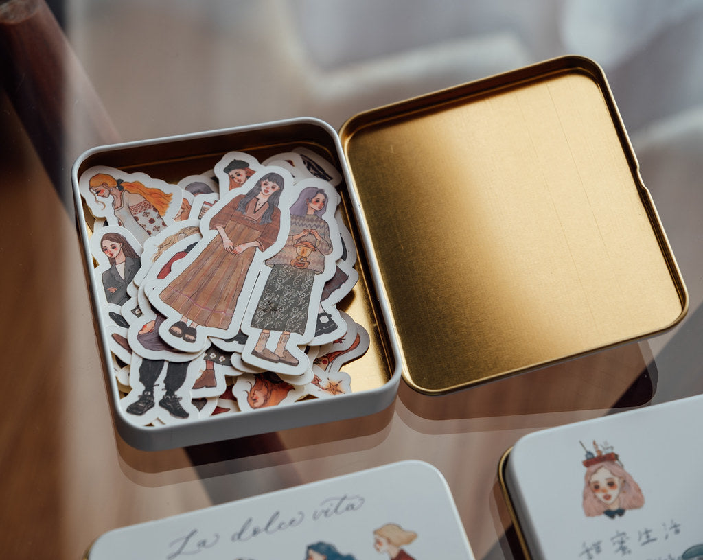 La Dolce Vita Sticker Set with Tin - We Happily Move Forward