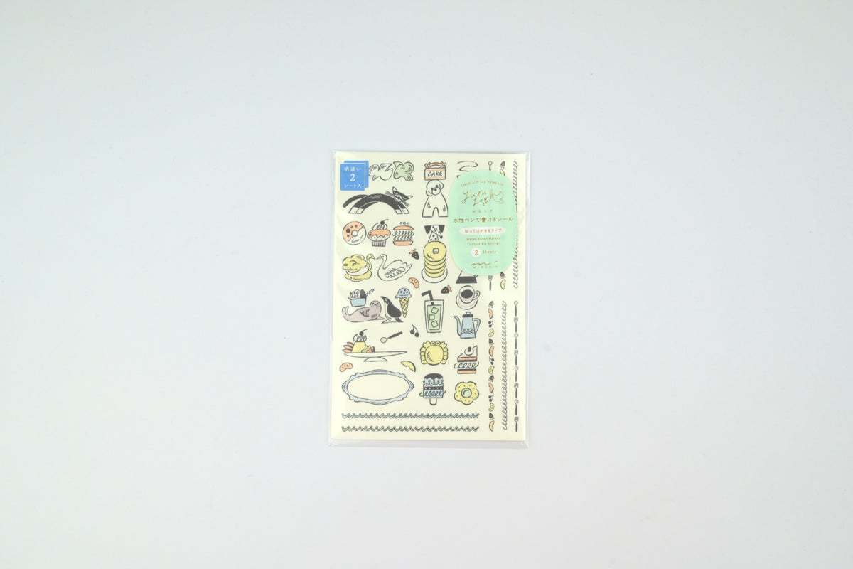 Yuru Log 2 Sheets Sticker - Sweets & Animals