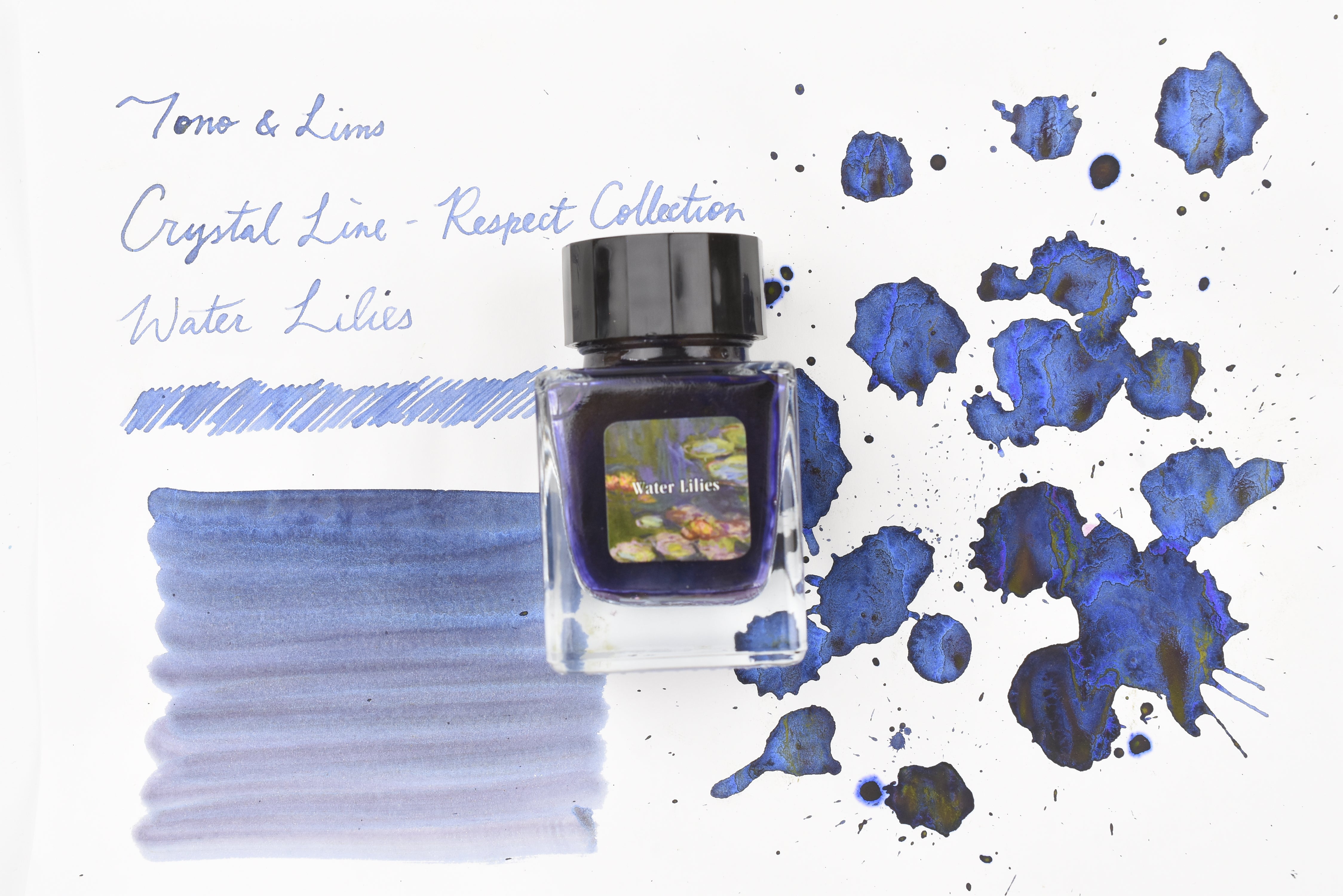 Tono & Lims Glass Pen Ink Bottle - Crystal Line - Respect Collection - Water Lilies - 30ml
