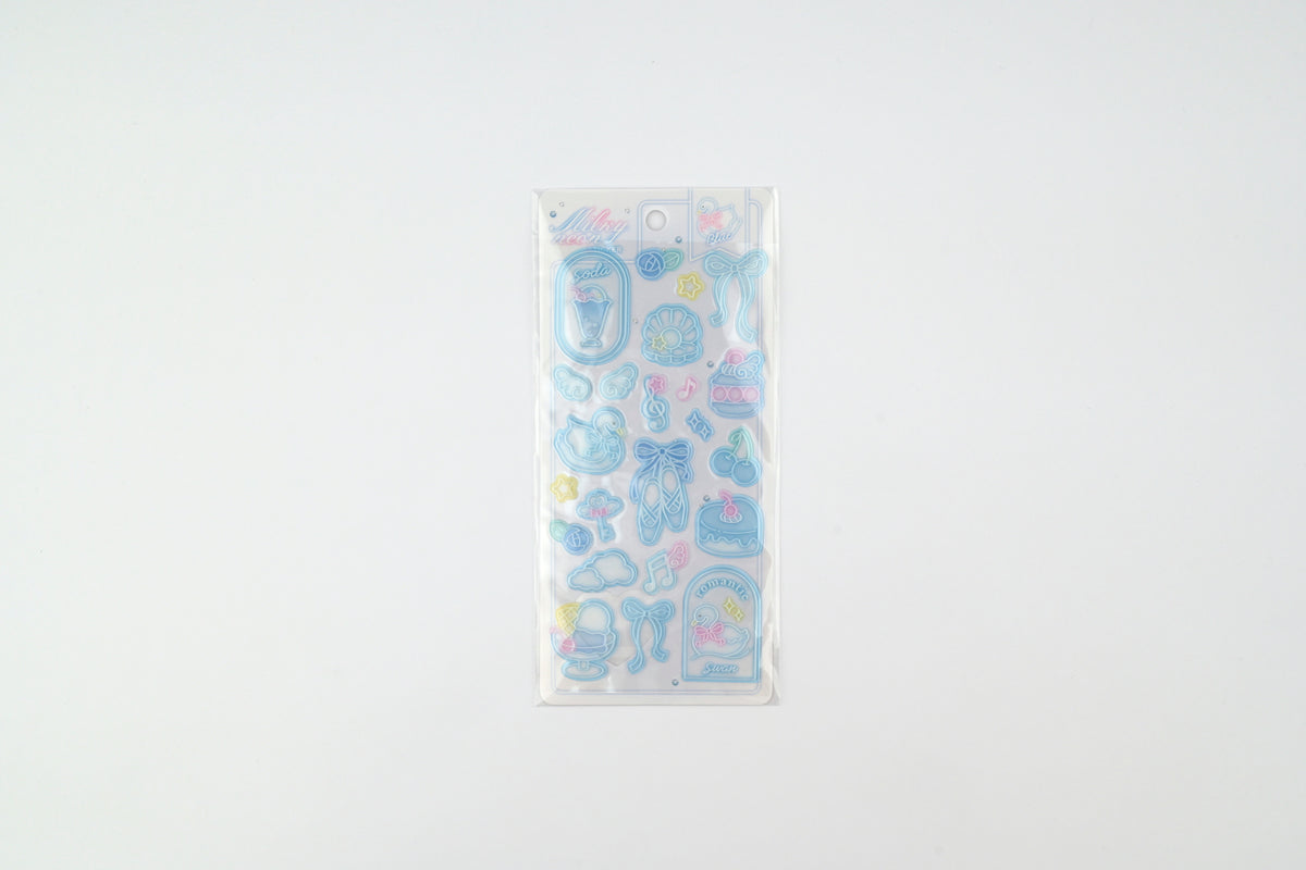 Q-Lia Milky Neon Stickers - Milky Blue
