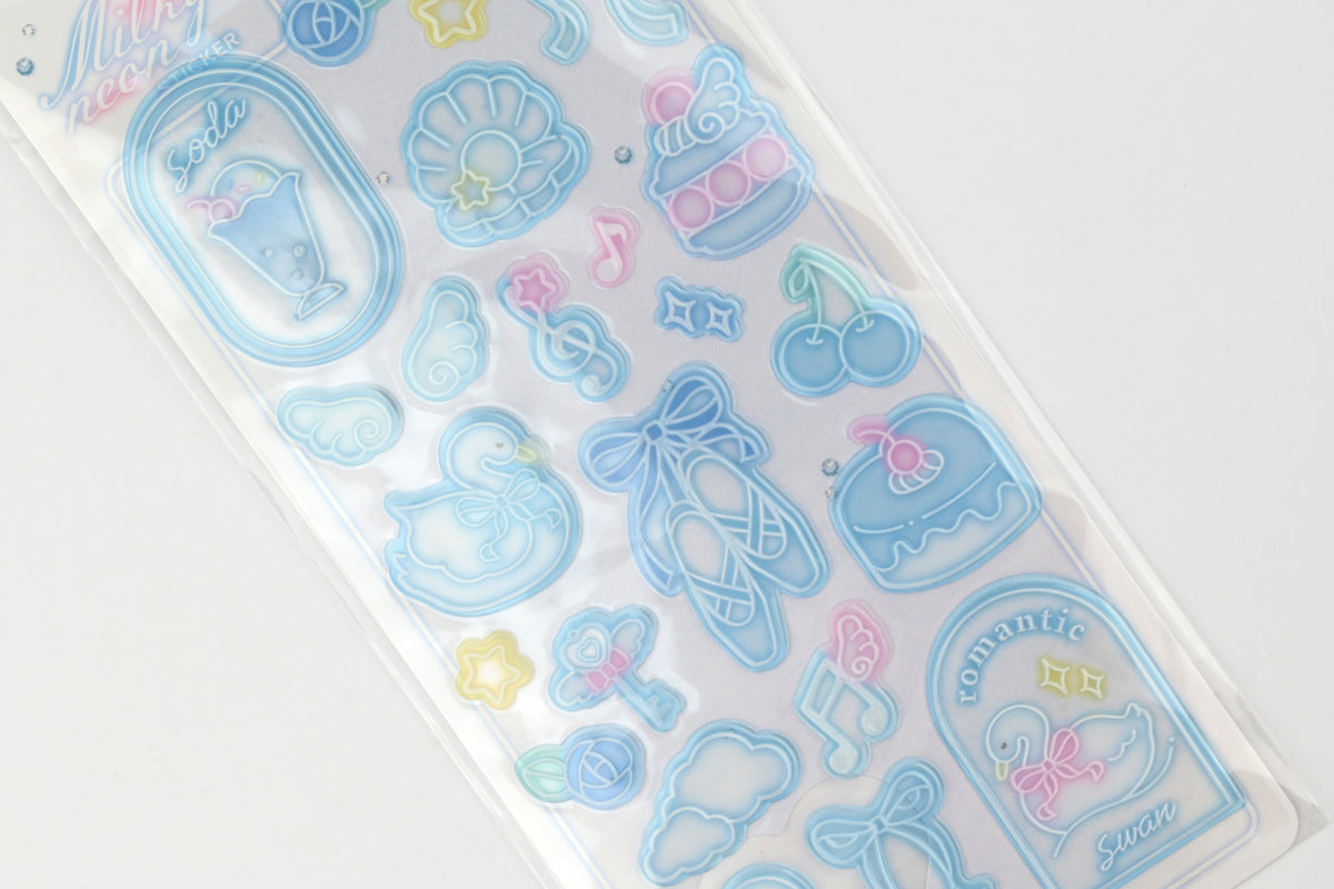 Q-Lia Milky Neon Stickers - Milky Blue