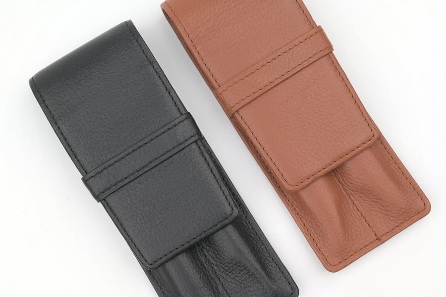Slip-On OSL Leather Pen Case - Double