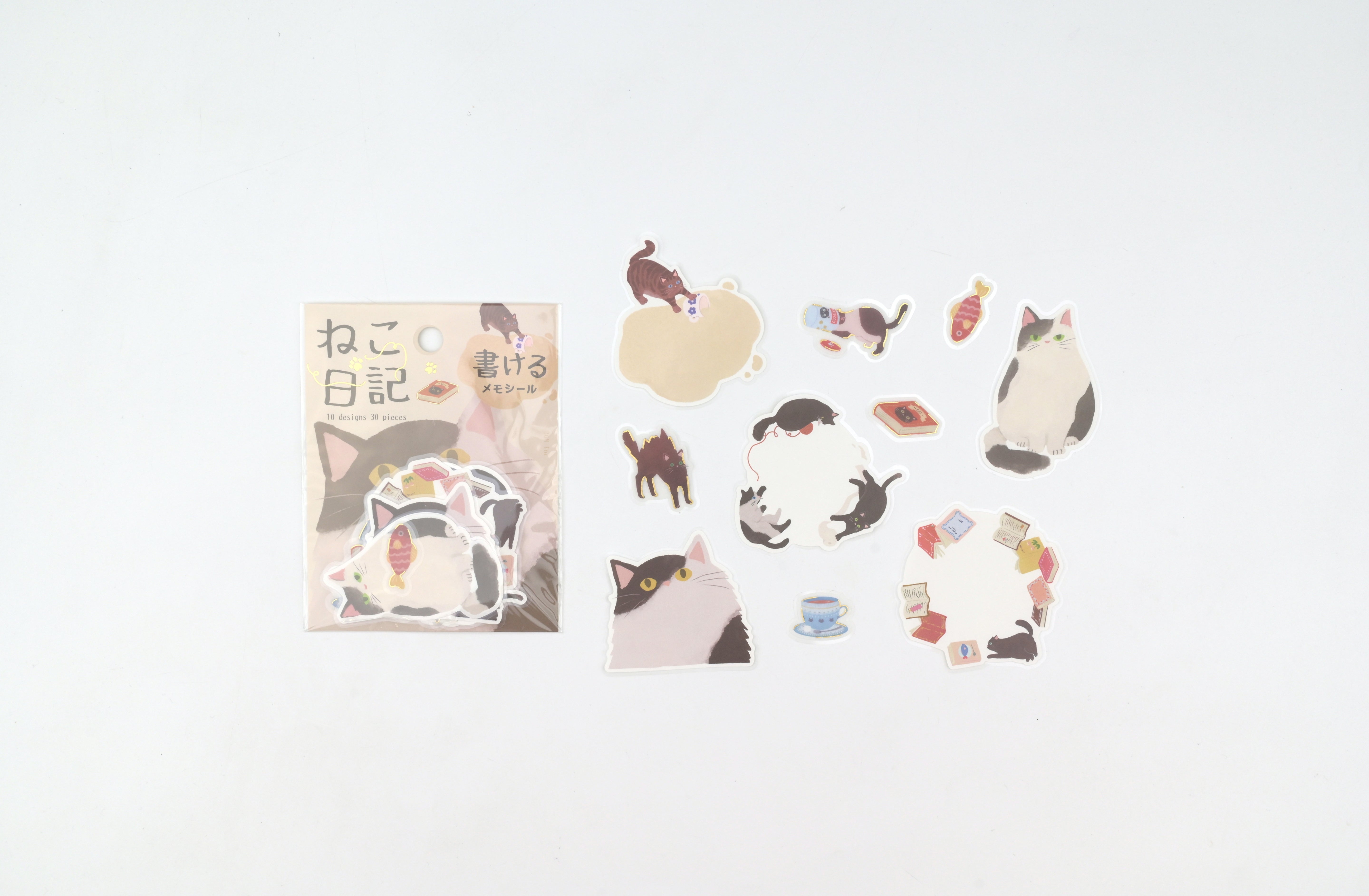 BGM Flake Sticker - Memo - Cat Diary - Black