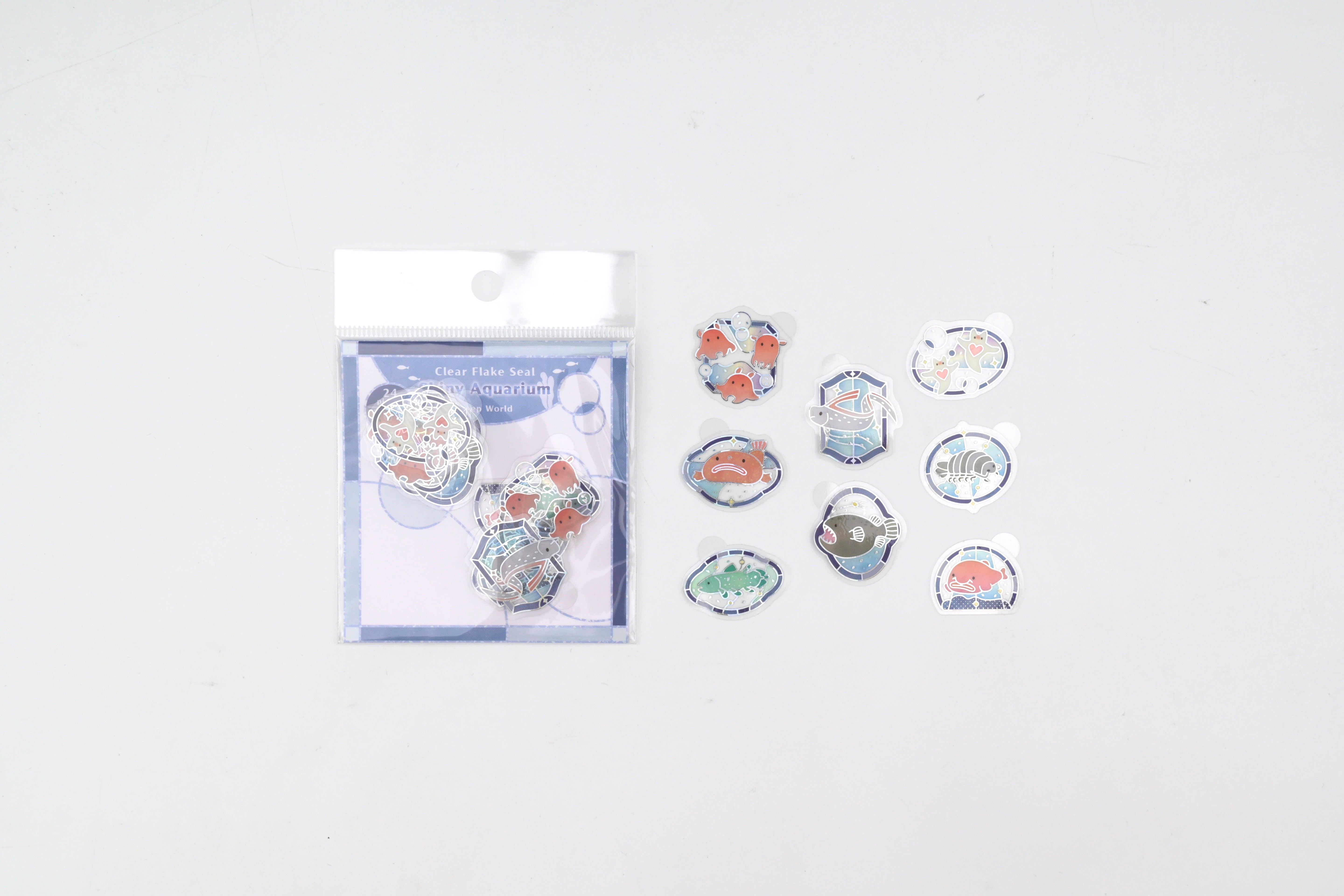 SAIEN Clear Flake Stickers - Shiny Aquarium - Deep World