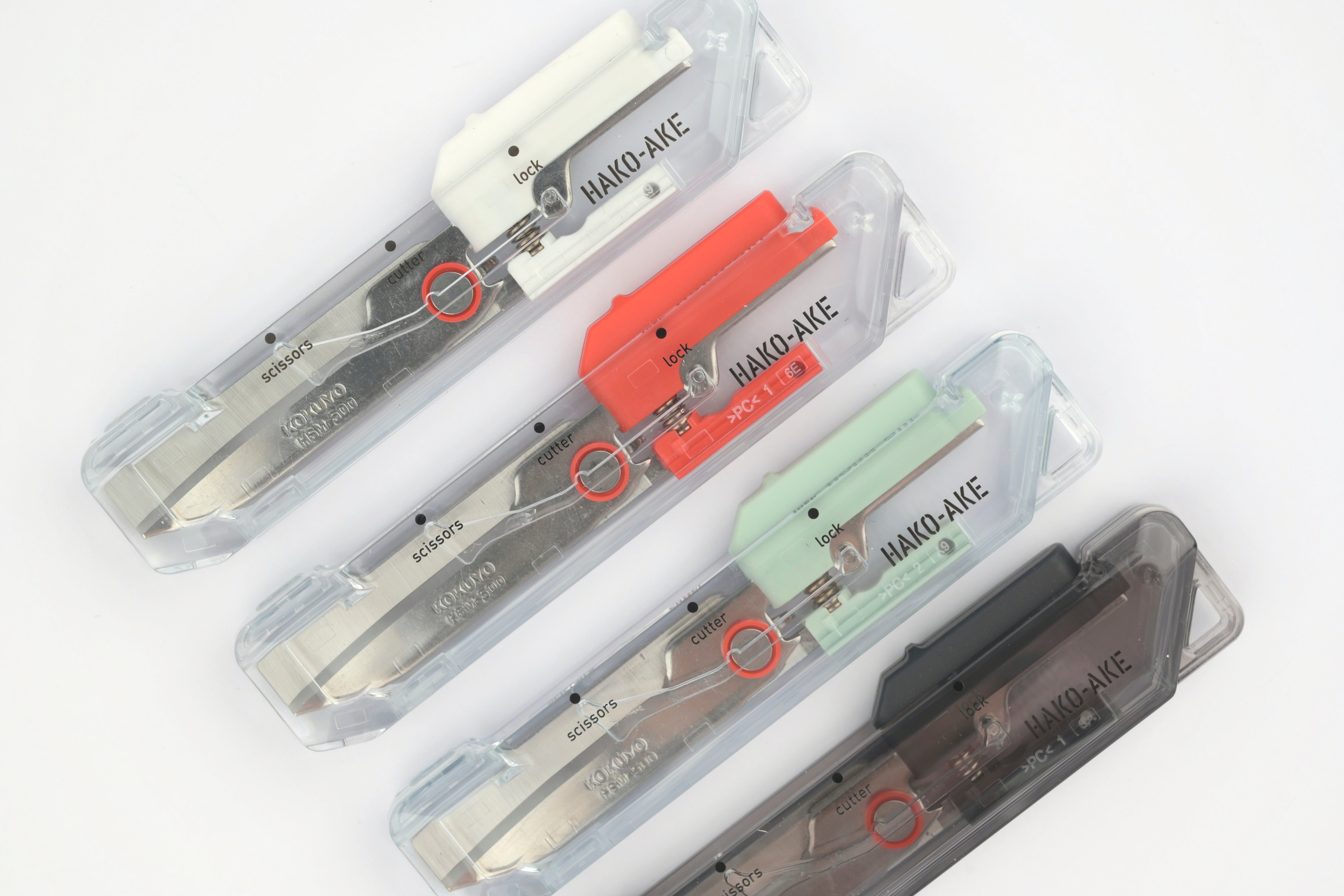 Kokuyo Hako-Ake 2 Way Portable Scissors - Transparent Mechanism