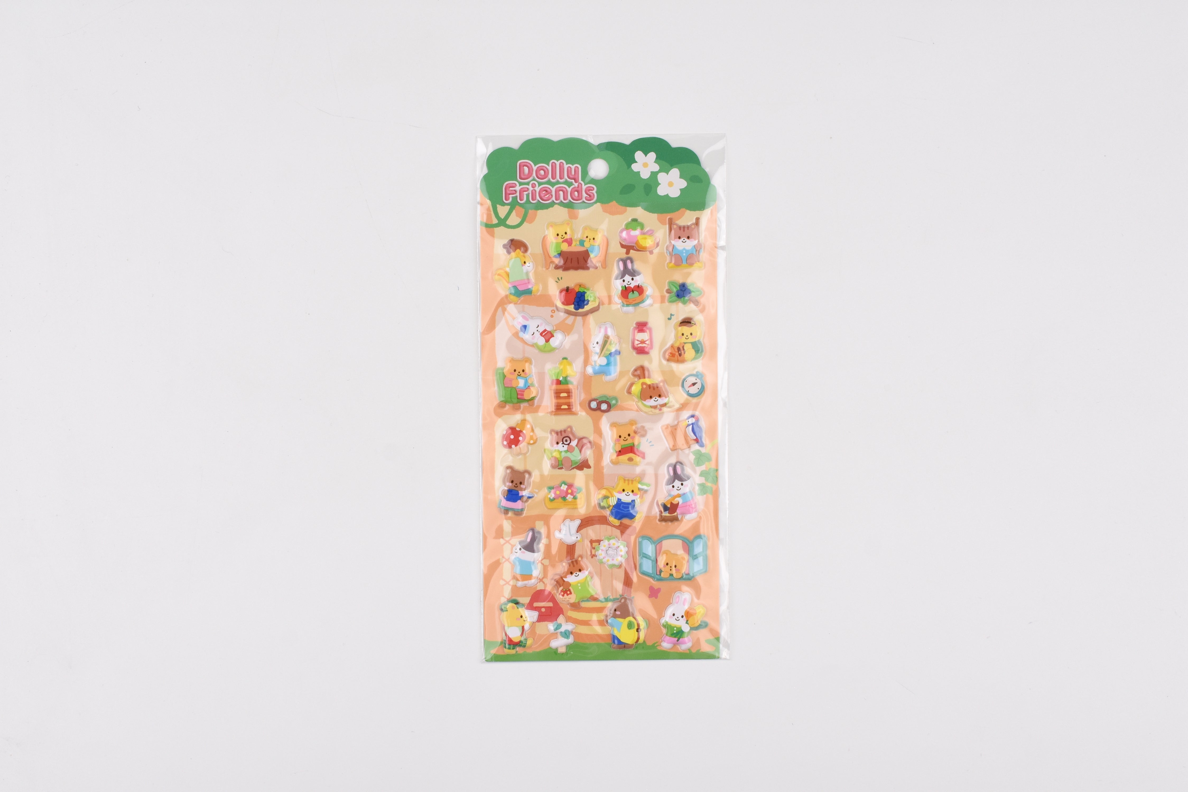 Mind Wave Sticker Sheet - Dolly Friends Puffy Stickers - Forest