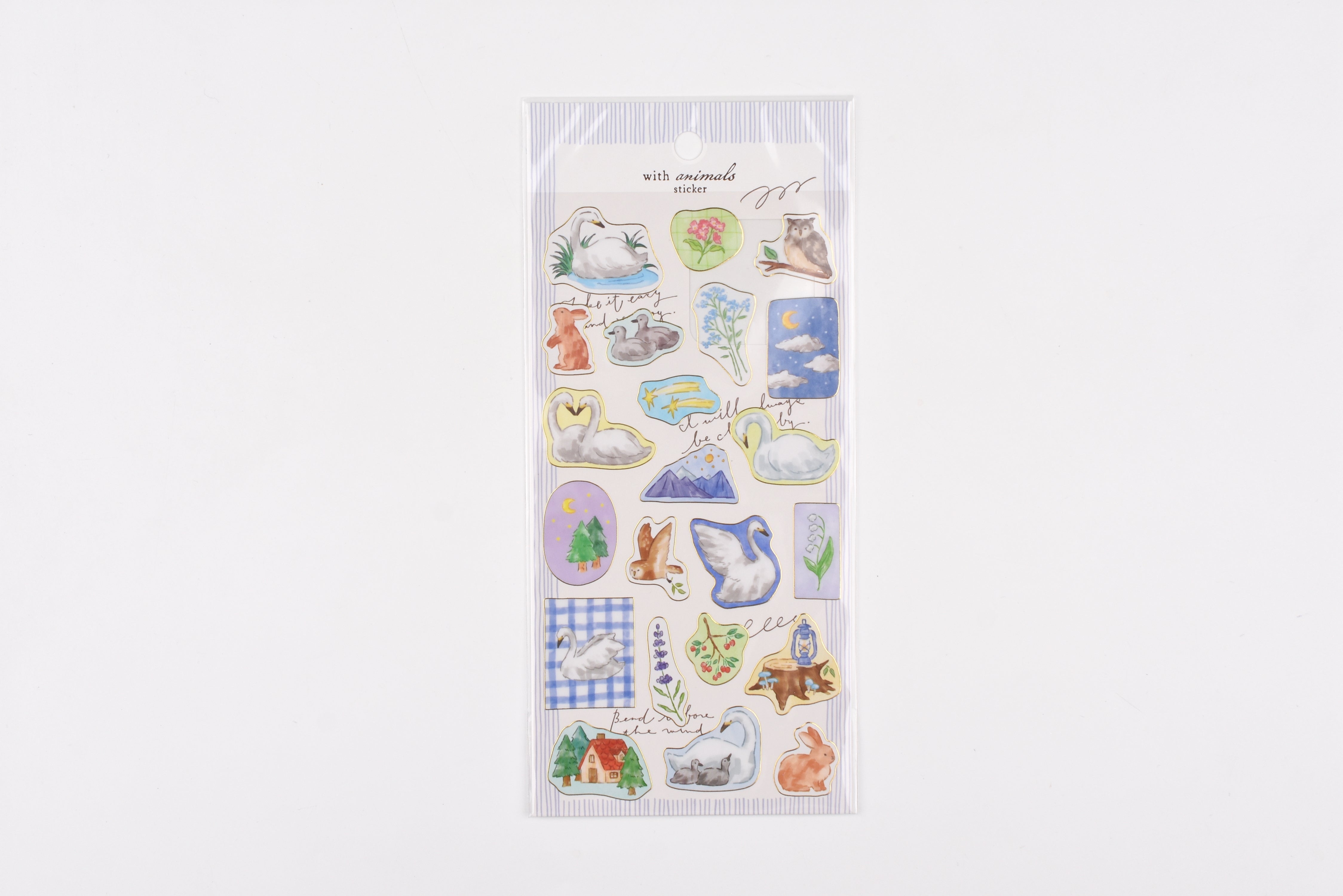 Mind Wave Sticker Sheet - With Animals - Swan