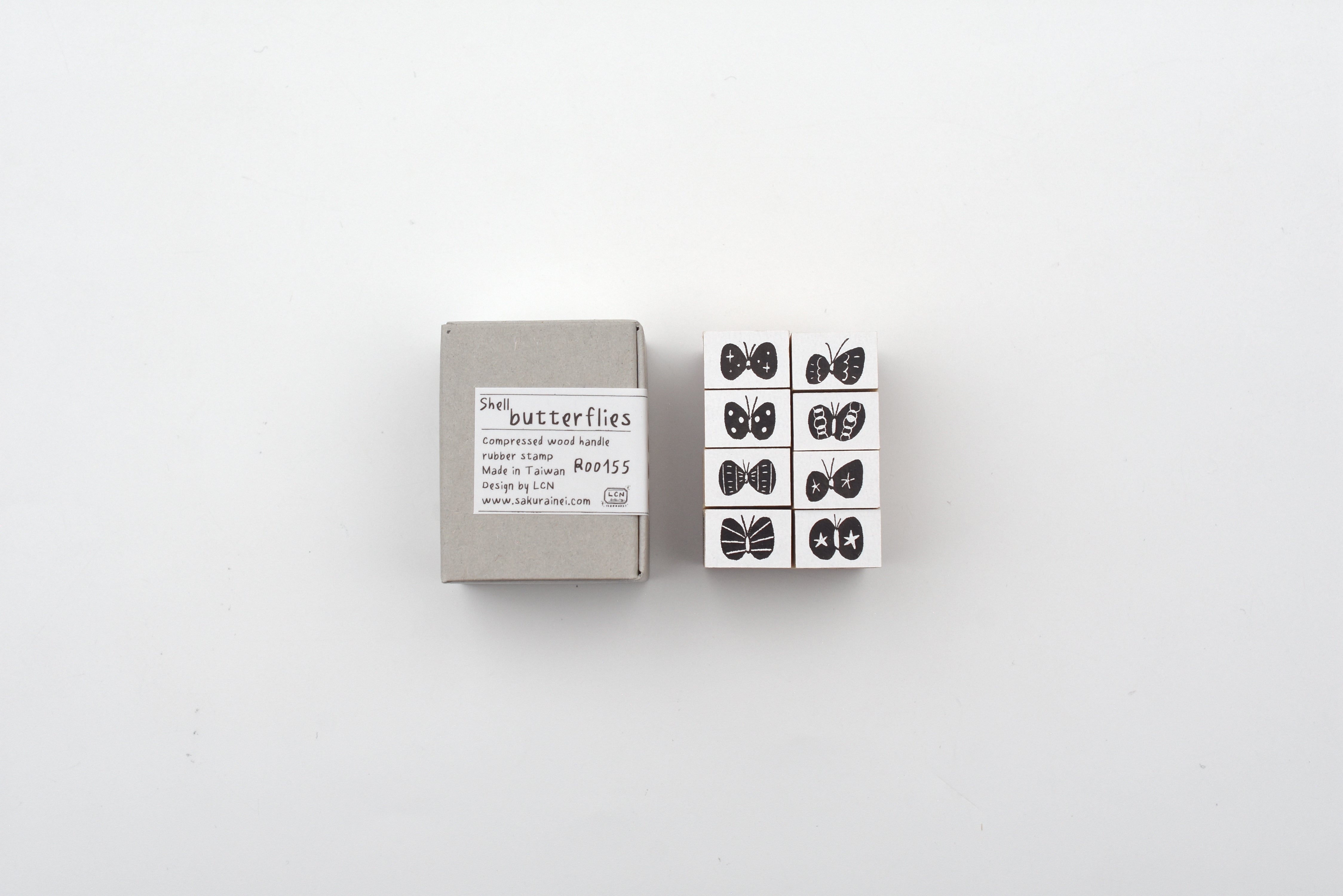 LCN Wooden Rubber Stamp Set - Shell Butterflies