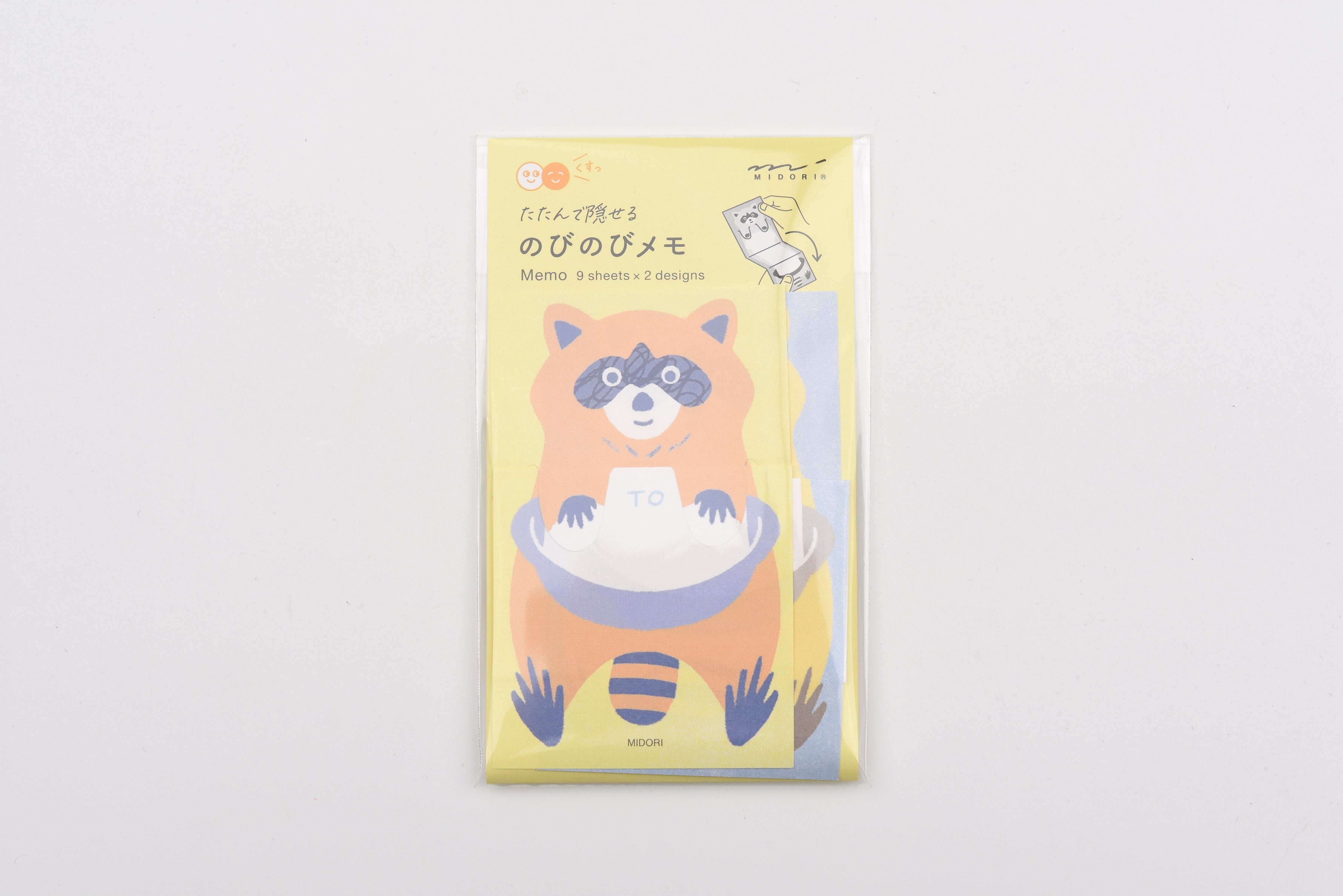 Midori Memo Pad - Stretchy Raccoon