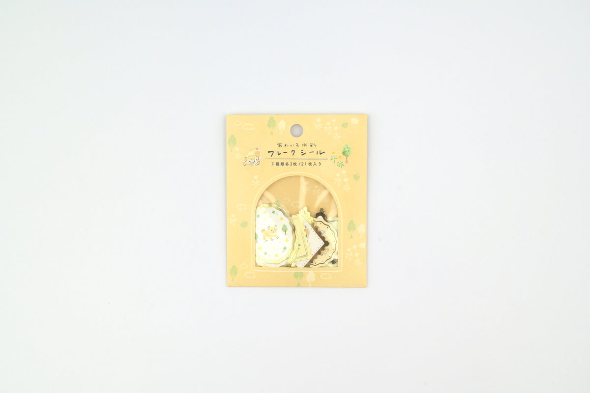 Ryu-Ryu x Honjo Ayako Flake Stickers - Pale Watercolor - Dog on a Walk