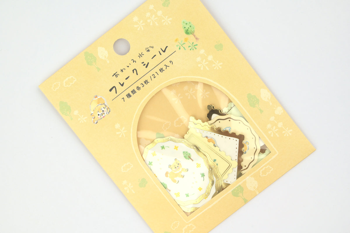 Ryu-Ryu x Honjo Ayako Flake Stickers - Pale Watercolor - Dog on a Walk