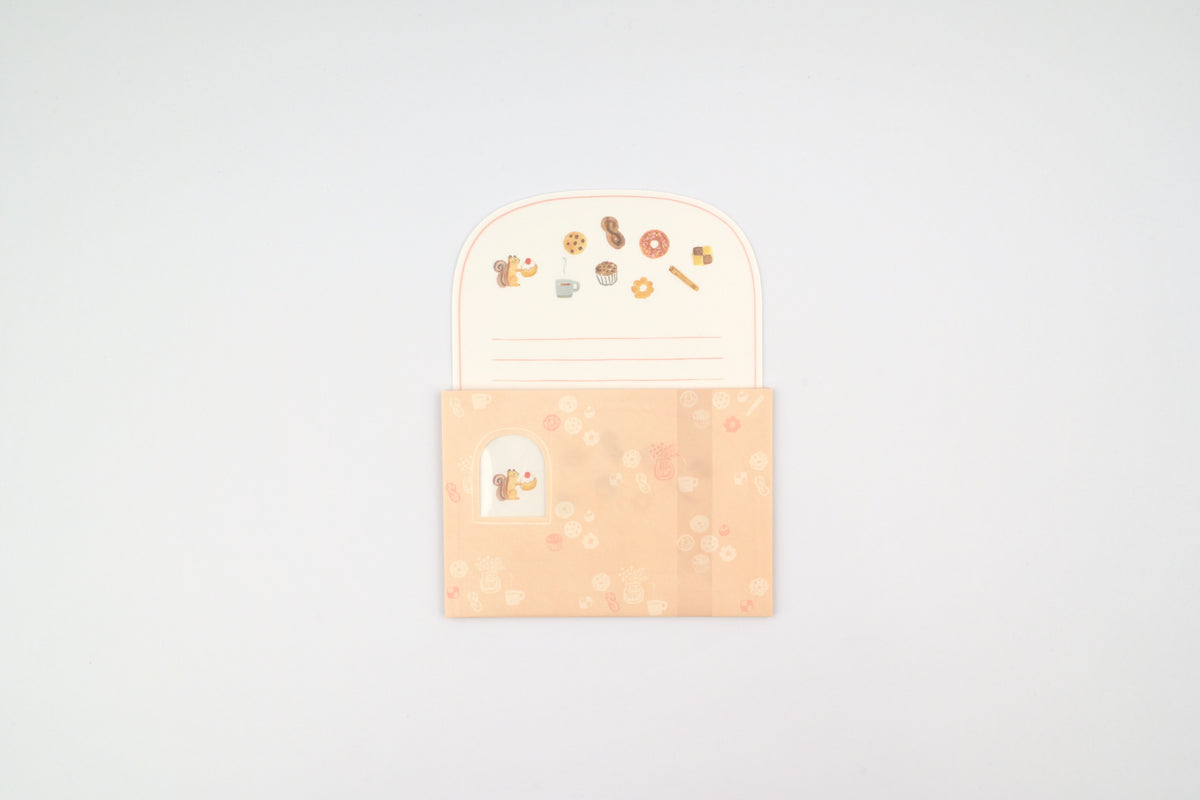 Ryu-Ryu x Honjo Ayako Letter Set - Pale Watercolor - Squirrel and Snacks