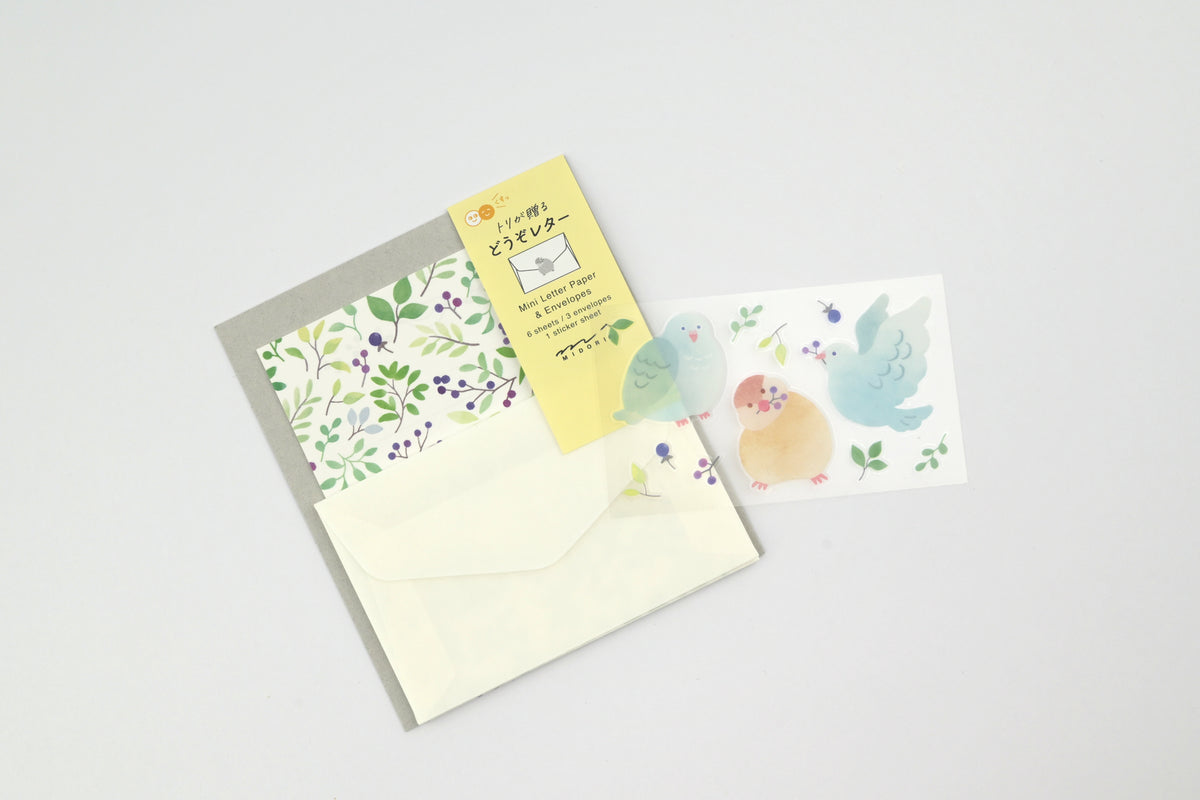 Midori Mini Letter Set with Stickers - For You - Bird