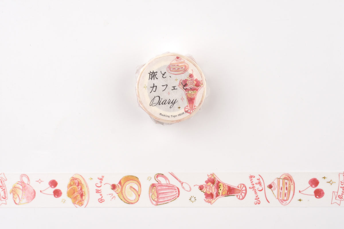 BGM Washi Tape - Foil Stamping -  Travel, Cafe, and Diary - Rose