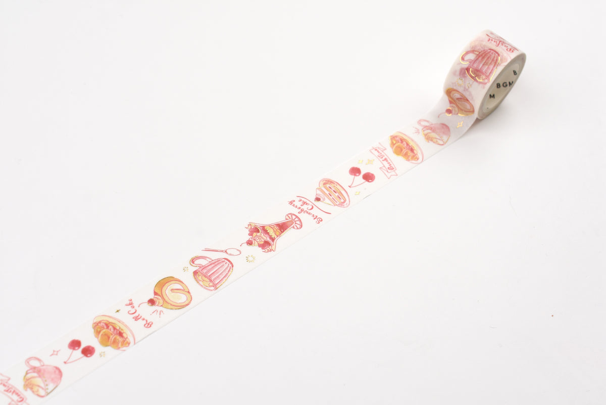 BGM Washi Tape - Foil Stamping -  Travel, Cafe, and Diary - Rose
