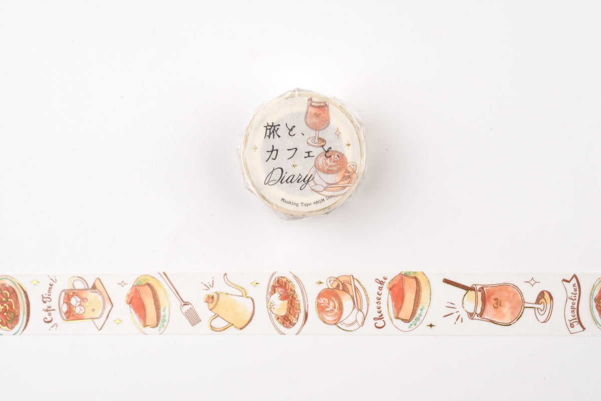 BGM Washi Tape - Foil Stamping -  Travel, Cafe, and Diary - Orange