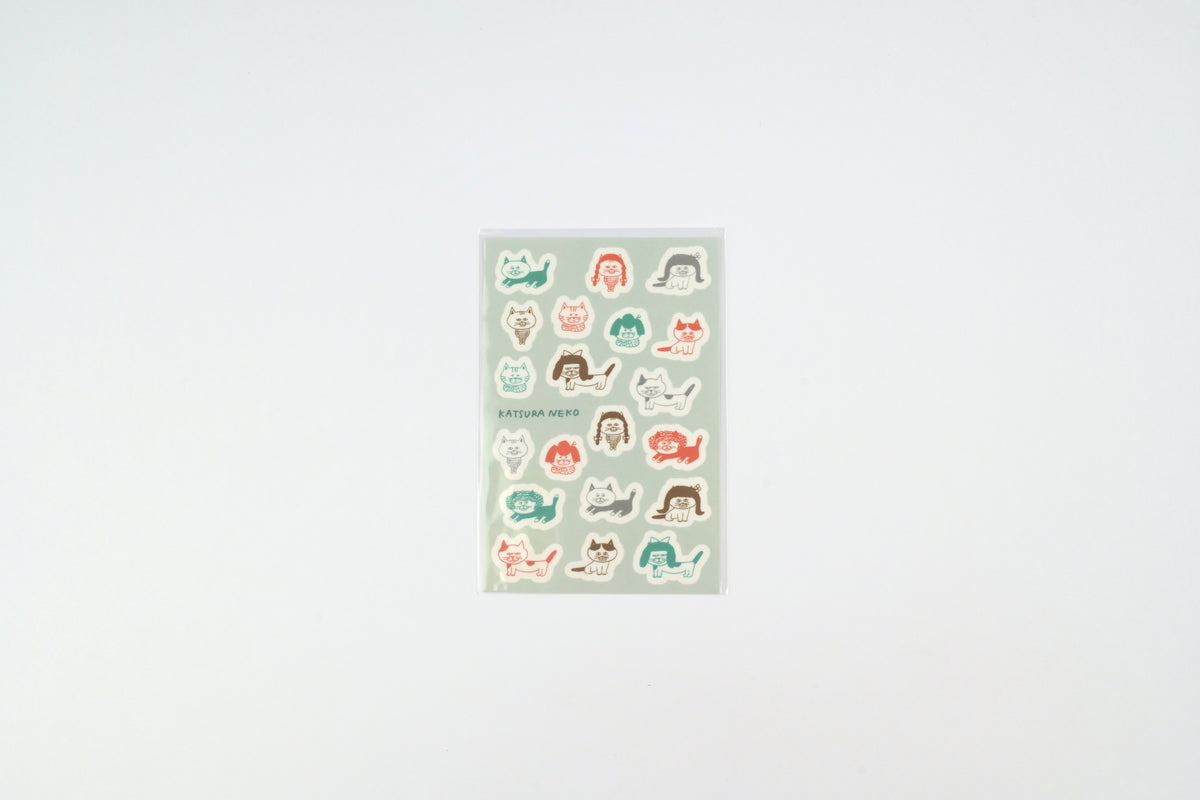 Mizushima x Shibata Keiko Tracing Paper Sticker - Cats and Wigs