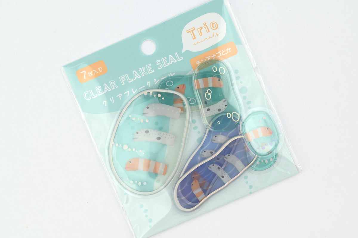 LABCLIP Clear Flake Stickers - Trio Animals - Garden Eel