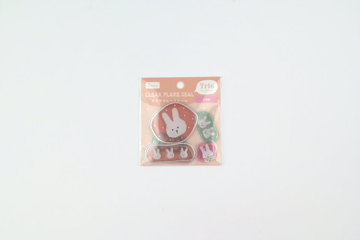 LABCLIP Clear Flake Stickers - Trio Animals - Rabbit