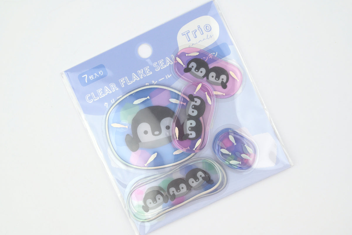 LABCLIP Clear Flake Stickers - Trio Animals - Penguins