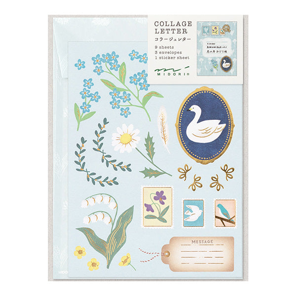 Midori Letter Set Collage Pattern - Bird