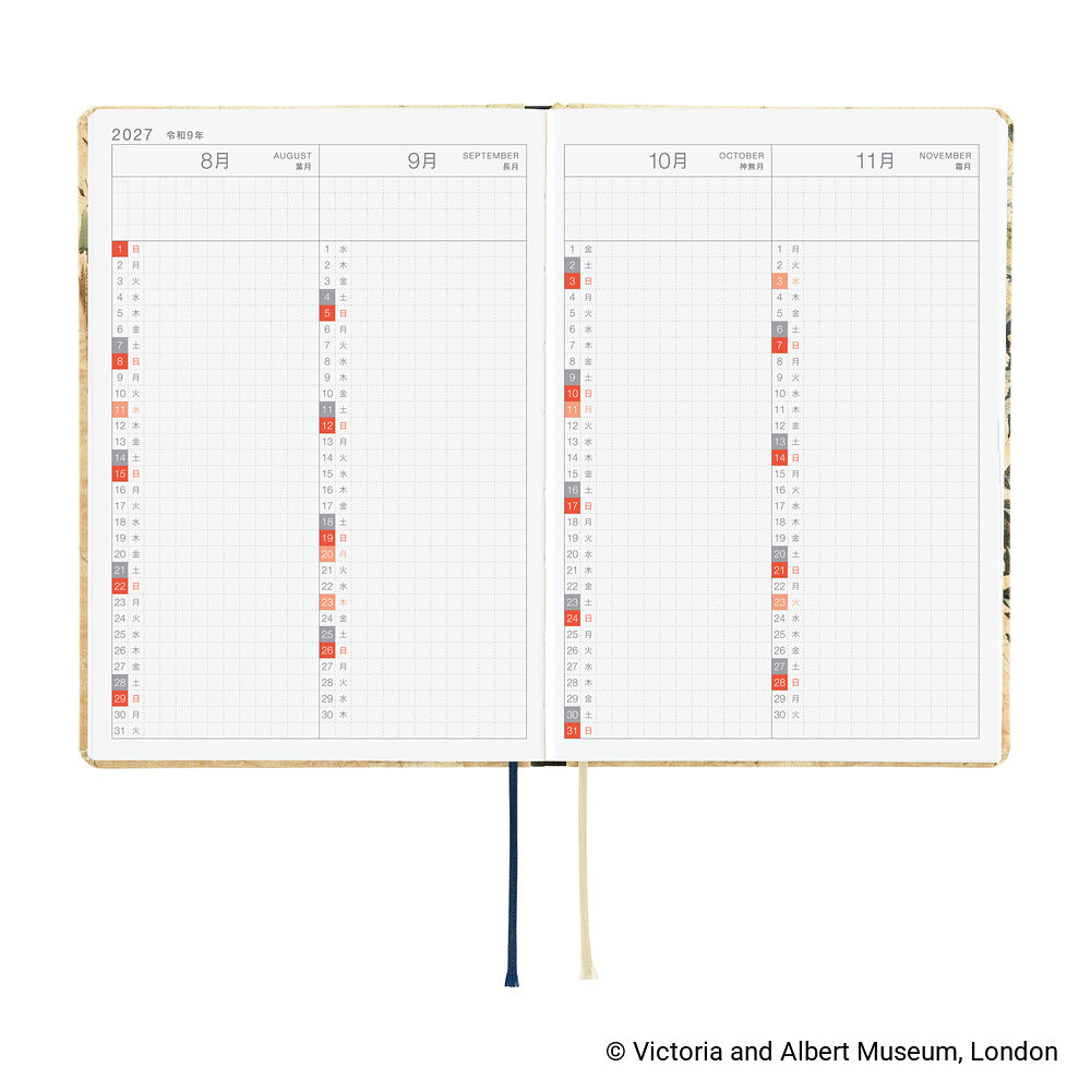 Hobonichi Techo HON 2027 - A6 - V&A Series: Vine - Japanese (Coming Soon)