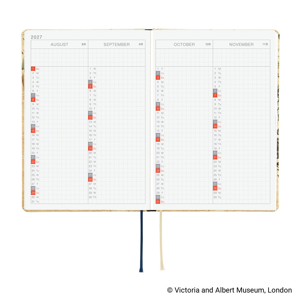 Hobonichi Techo HON 2027 - A6 - V&A Series: Vine -  English