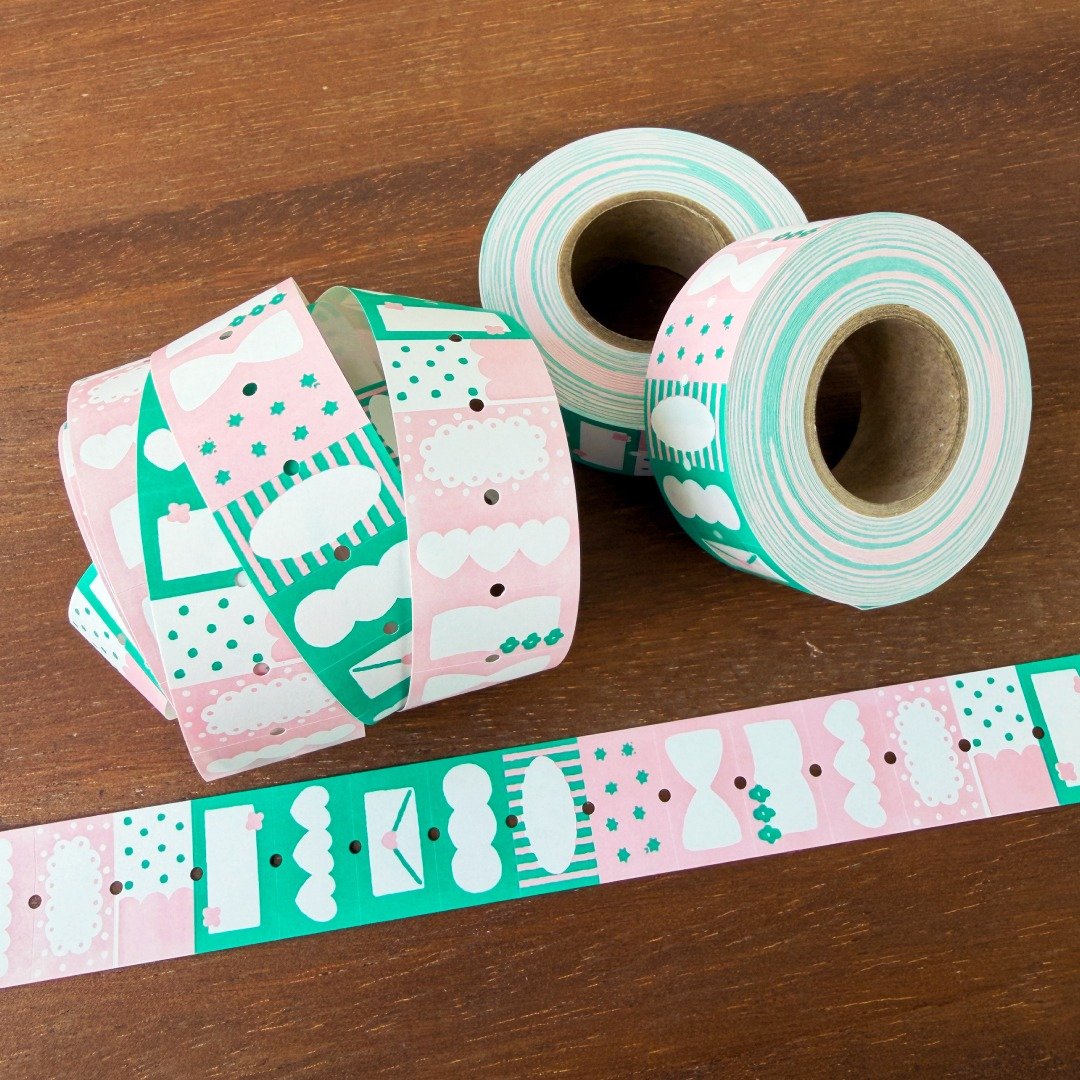 Stamp Marche Label Sticker Roll - Pop Mix - Green x Pink (Coming Soon)