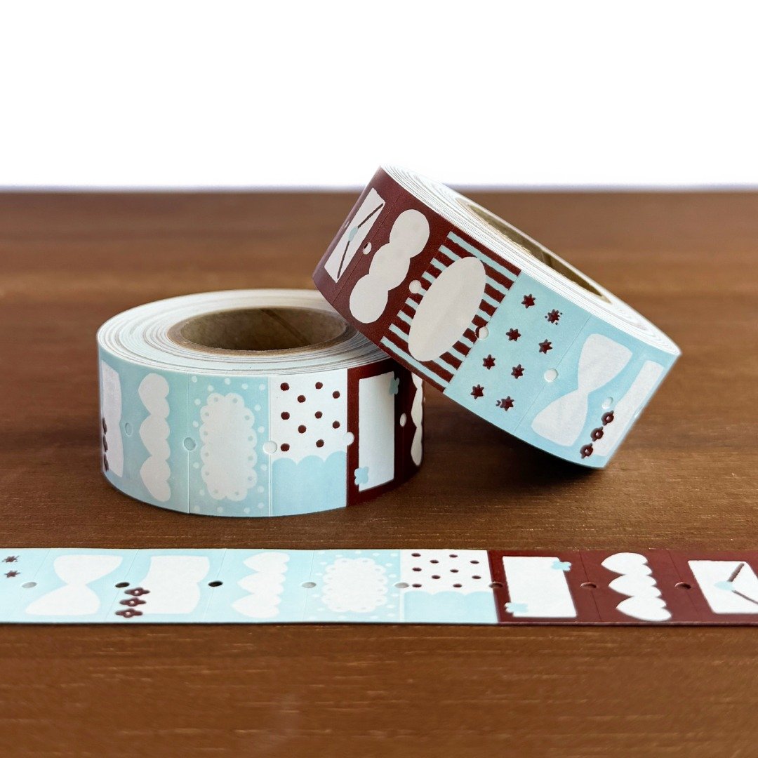 Stamp Marche Label Sticker Roll - Pop Mix - Brown x Blue (Coming Soon)