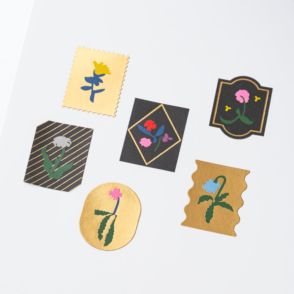Hobonichi 2027 - Yoshie Watanabe: Foil-Stamped Stickers - Petit Bloom