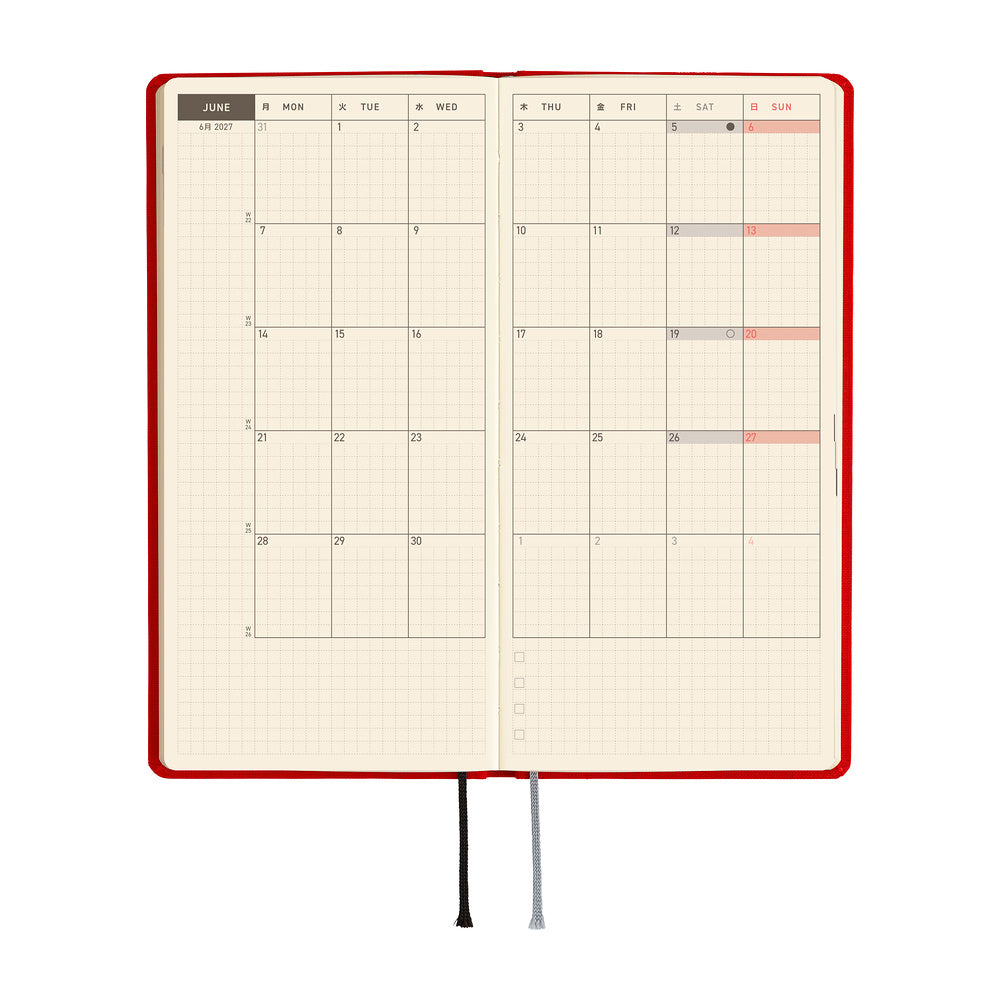 Hobonichi Techo Weeks Mega 2027 - Colors: Poppy Red