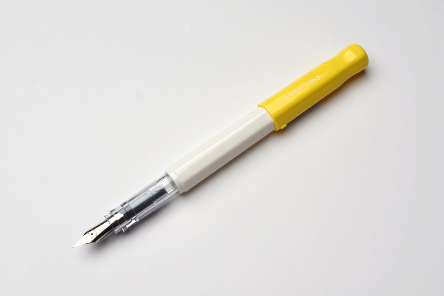 Pilot Kakuno Fountain Pen - White Barrel/Yellow Cap - Fine Nib