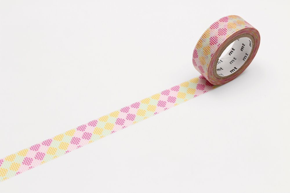 mt Washi Tape - checkers stripe pink