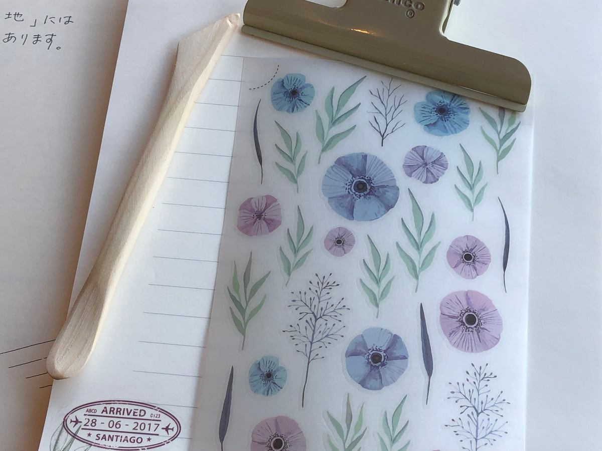 MU Print-On Stickers - Violet Florals - #14